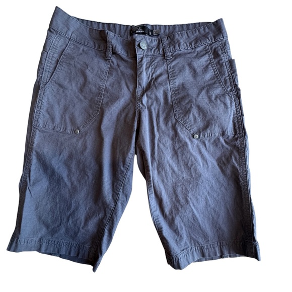 Prana Larissa Knicker Woman’s  Stretch Cotton Canvas Long Shorts Size 2 Grey - Picture 1 of 9